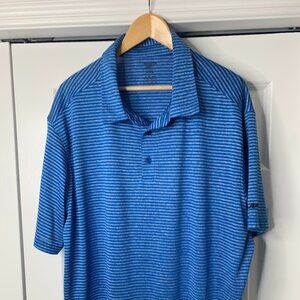 Reebok Men’s XXL Speedwick Golf Shirt – Blue & Black Stripes – 100% Polyester